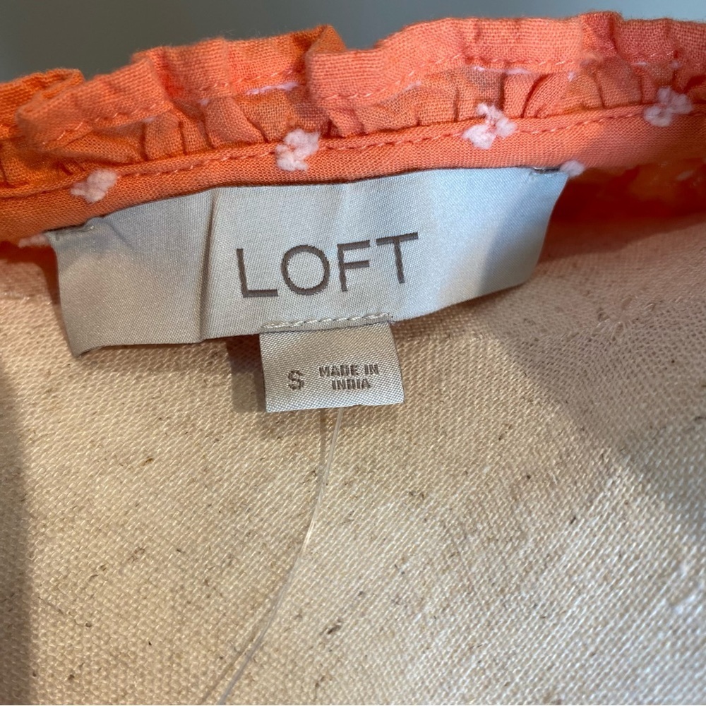 NWT Loft size Small Muted Orange Embroidered Polka Dots - Picture 3 of 12